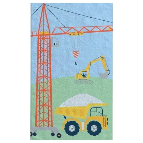 damaloo Kinderhandtuch 30x50 cm aus Baumwolle – Gästehandtuch mit Baustellen-Motiv – Kleines Handtuch für Jungen & Mädchen – Händetuch oder Waschlappen für Kinder
