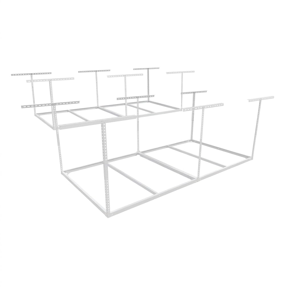 FLEXIMOUNTS 4x8 Overhead Garage Storage Rack, 2 Pack, White