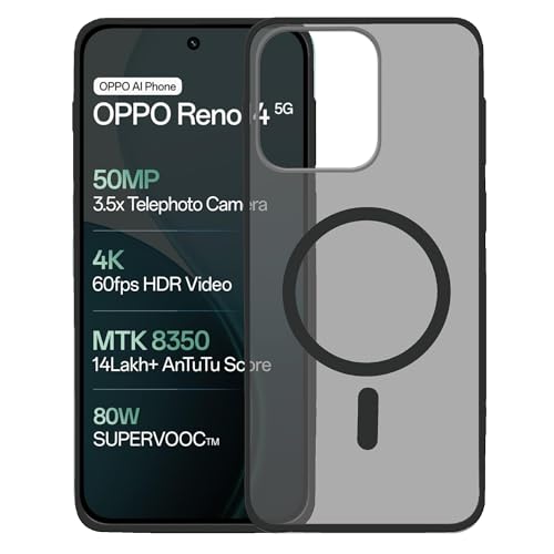 Image of amazon basics Luxury Paper Thin Case Cover for Oppo Reno 14 5G | Matte Finish | Compatible with magsafe | (Black, Oppo Reno 14 5G)