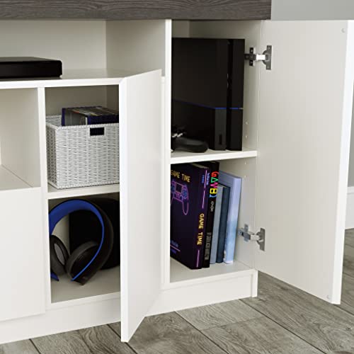 Sauder Hudson Court Tv Stand With Storage, L: 47.48" X W: 15.51" X H: 30.0", Charcoal Ash Finish #TOP6