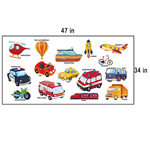 Transport Car Wall Decals Kids,Large Educational Kids Room Wall Stickers,Kids Wall Sticker Decors For Nursery,Boy Room,Bedroom,Classroom,Playroom,Living Room. #TOP3