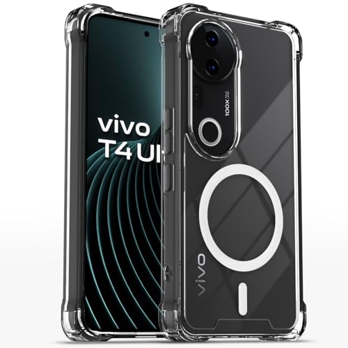 Image of Pikkme Back Cover for Vivo T4 Ultra 5G Mag-Safe Shockproof PC + TPU Protective Case Magnetic Support Bumper Case (Transparent Mag-Safe)