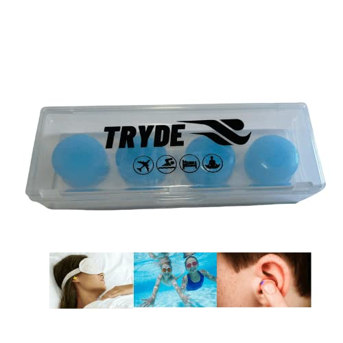 TRYDE Protetor Auricular Silicone Tampão Azul Dormir Nadar