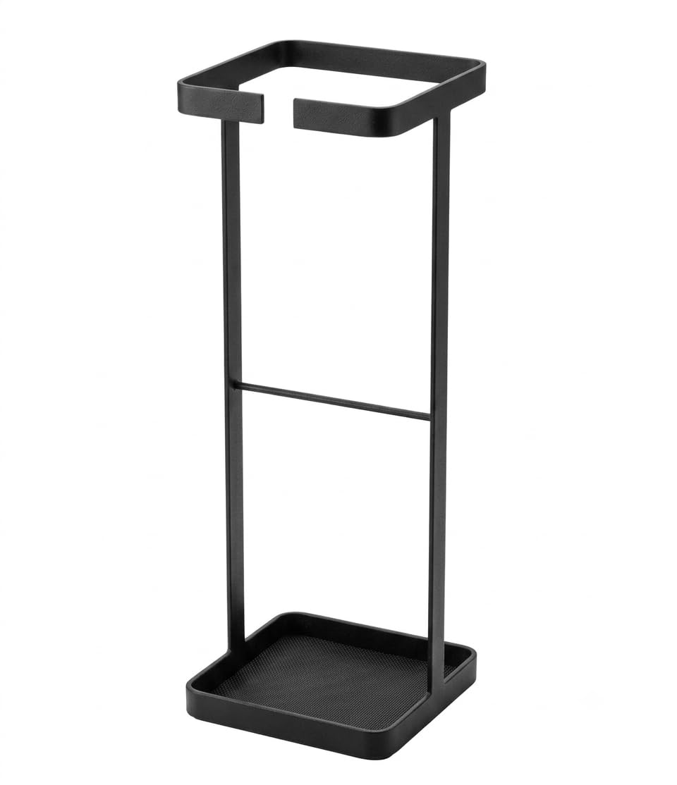 Umbrella Stand Holder, Black Metal, with Drip Tray, Modern Sleek Design, for Entryway Home or Office, 15x49 CM-picture-35