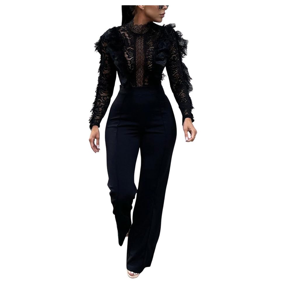 CUOREZ Women's Autumn Winter Fringe Pants Perspective jumpsuit