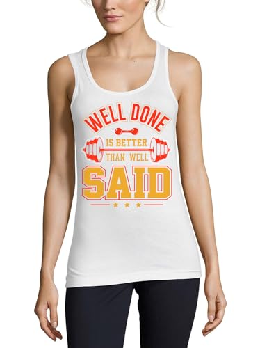 Débardeur musculation coton femme blanc Well Done Barbell haut sport fitness