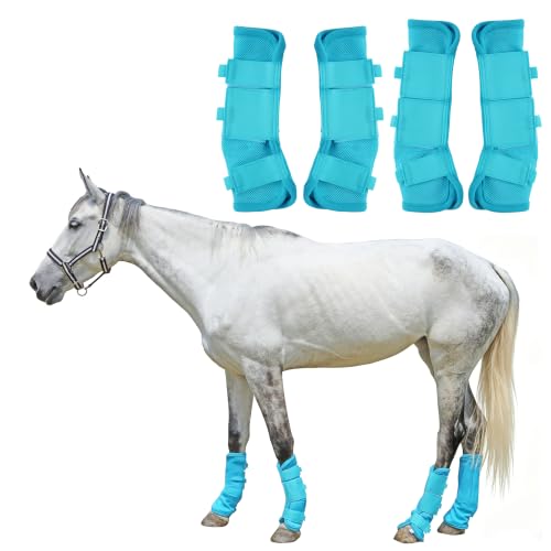 Image of Horse Fly Boots, Mesh Fly Boots for Horse Set of 4, Equine Leg Protection | Breathable Horse Leg Fly Wraps, Horse Leggings Reduce Stomping, Non-Slip Leg Guards for Mini Pony Horse Donkey