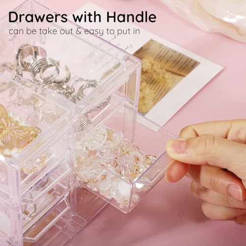 Image of Segbeauty Clear Acrylic Storage Drawers - 3 Tier Jewelry Organizer with 6 Small Drawers, Dustproof for Desktop