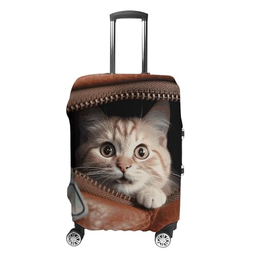 Anti-Scratch Luggage Cover Cat Peeks Out Printed Luggage Case Protector Washable Suitcase Covers Elastic Suitcase Protector for Size L (26-28 inches) Luggage