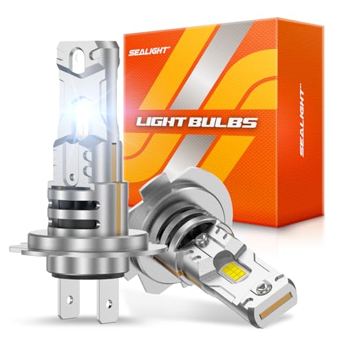Image of SEALIGHT H7 Light Bulb, 1:1 Real Size, 900% 44,000LM Super Bright 6500K Cool White LED Bulbs, 3Mins Easy Plug-N-Play, IP68 Waterproof, Pack of 2