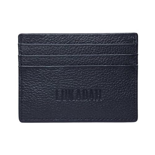 Minimalist Full Grain Leather Wallet, Ultra Slim CC Holder, Quick Card Access, 4 Card Slots, Black, Unisex-Adults