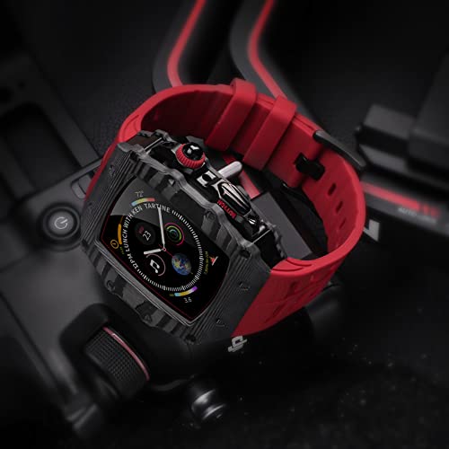 Funda de fibra de carbono premium de 45mm y correa de cristal para Apple Watch Series 9 3