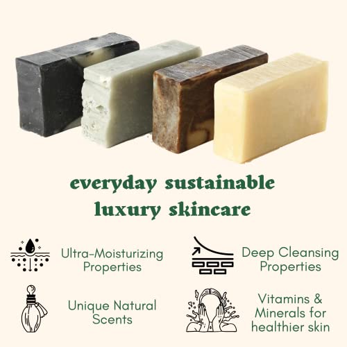 Organic Body & Face Handmade Soap Bar | Original Variety Pack | Coffee & Cocoa - Activated Charcoal - Macadamia Oil - Blue Almonds | Moisturizing, Natural, Essential Oils, Exfoliating, Scrub For Men And Women #TOP1