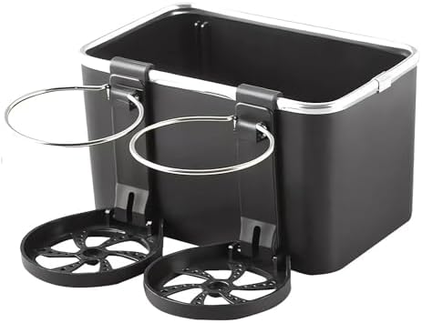 Car Armrest Storage Box with 2 Cup Holders – 2024 New Between Car Seat Organizer with Cup Holder, Universal Car Arm Rest Storage Box Organizer Center Console Cupholders Tissue Box Holder (Black)