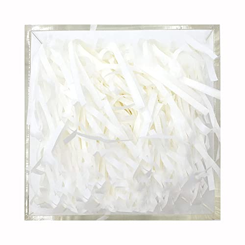 Jieddey Hamper Déchiquetés Papier,200 Grammes Papier Déchiqueté Herbe de Pâques Papier de Soie Déchiqueté Rafia Naturel pour Remplissage de Boîtes-Cadeaux Remplissage de Paniers Blanc