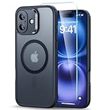 ESR iPhone 16 ケース【米軍MIL規格・Magsafe対応】iPhone16ケース 【強化フィルム1枚付き】耐黄変 傷に強い背面 ワイヤレス充電 薄くて肌に優しい デザイン ハイブリッド磁気ケース 半透明 ブラック