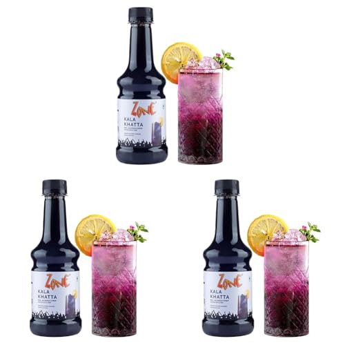 Image of Zone Kala Khatta syrup 300ml | Nostalgic Tanginess with a Modern Twist | Ideal for Mocktails, Cocktails, Lemonades, Iced Teas & More | 35+ Flavours (Pack of 3)