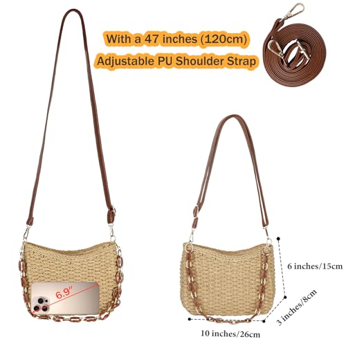 Bolso bandolera tejido de paja para mujer miniatura 4