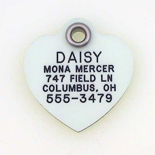 LuckyPetPet ID Tag - Glow in The Dark Dog Tag - Durable Custom Name IDs for Pets - Silent Personalized Dog Identification - Easy to Read Engraved Identifier for Dogs and Cats - Large, Heart