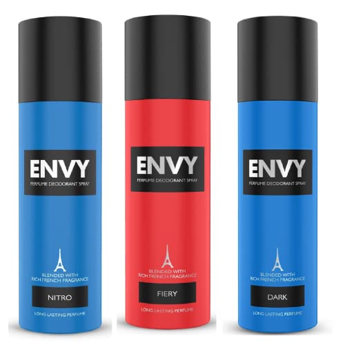 ENVY Dark Deo & Fiery Deo - 140ML Each & Nitro Deo - 120ML (Combo Pack of 3) | Long Lasting Deodorant for Men