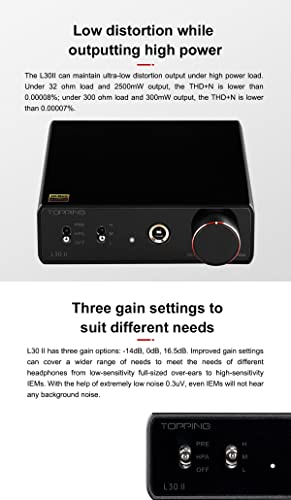 Image of TOPPING L30II NFCA Linear Headphone Amp - 6.35mm Jack 3.5mm Adaptor RCA Input and Output 37Vpp high Output Voltage Mini HiFi Amp Audio Hi-Res Preamplifier (Silver)