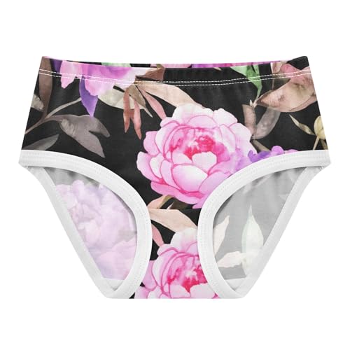 Personalized Toddlers Underwear Floral 2t Cotton Panties Little Girl Elegant Pink Purple Peonies Kids Undies Briefs