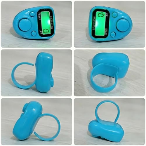 Image of Digital Finger Tally Counter with LCD Display, Portable Hand Click Counter for Prayer, Chanting, Gym, Counting, Stitching, Meditation, Automatic Tasbeeh Counter with Reset Button (512 Led-Pink)