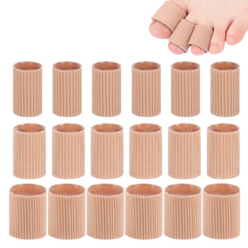 HABNI Funda De Gel Para Los Pies - 5 Piezas De Tubos De Dedo De Pie De 3 Tamaños Diferentes, Manga Cojín De Dedos, 6 Pulgadas De Largo, Protector Almohadilla Suave (24 Piezas) (Color Piel).