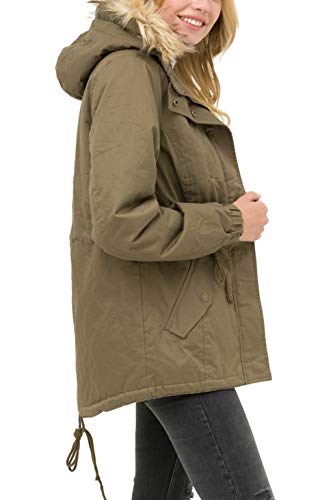 FASHION BOOMY Women's Zip Up Safari Military Anorak Jacket with Hood Drawstring - Regular and Plus Sizes Large Green - Thumbnail 6