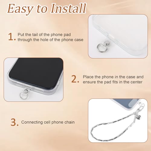 AULEEP Phone Chain Wristlet,Metal Hand Wrist Strap Lanyard,Phone Charm with Clear Tether Tab,Anti Theft Cellphone Strap Silver Bracelet Strap for Traveling Hiking Shopping - image 4