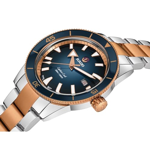 Rado Captain Cook Automatic Blue Dial, Date Display, Super Luminova Indexes and Rose Gold and Silver Bracelet2
