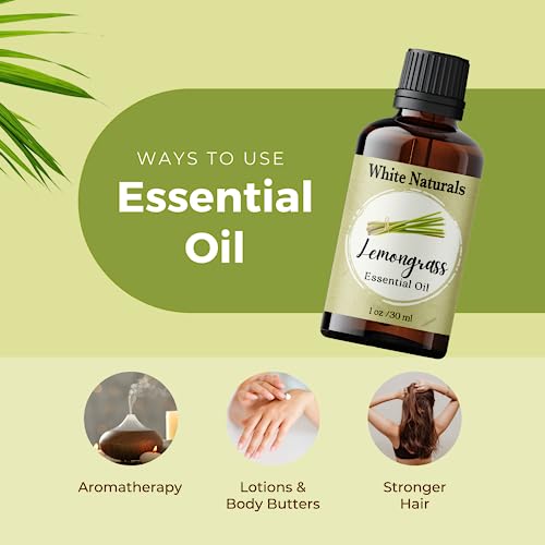 Lemongrass Essential Oil, Therapeutic Grade, Pure, Undiluted, Premium Quality Oil, Natural Lemon Grass Drops For Skincare, Scalp & Hair Care, Aromatherapy, Diffuser, Soaps & Candles #TOP3