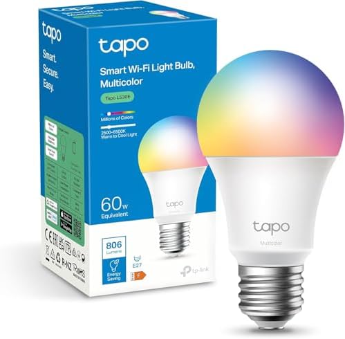 Tapo Ampoule Connectée WiFi, Ampoule LED E27 Multicolore 2500K-65...