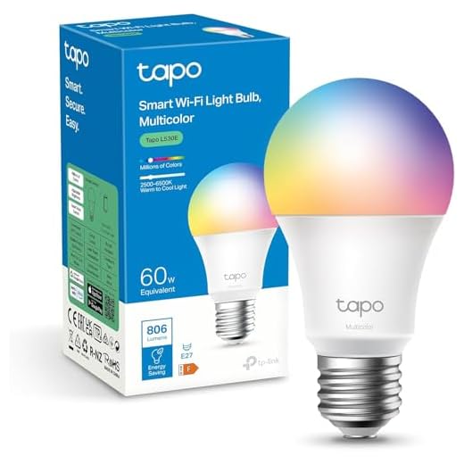 TP-Link Tapo Ampoule Connectée Wifi, Ampoule LED 8.7W 806Lm, RGBCW Multicouleur et Blanc Chaud, E27 Smart Ampoule compatible avec Alexa, Google Home et Siri, 1PCS [Classe énergétique A+](Tapo L530E)
