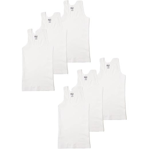 Boy Cotton Relaxed Fit White Vest Pack of 6