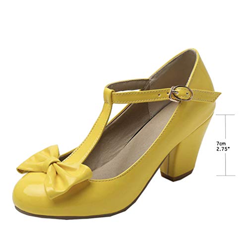 Bellirala Womens T-Strap Mary Jane Block Heel Pumps Rockabilly Lolita Cosplay Shoes2