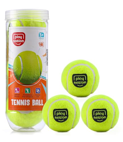 Image of Play Nation Premium Cricket Tennis Ball for Kids, Ball for Tournament Street Match Cricket, Lightweight & Durable Lawn Cricket Ball, Indoor & Outdoor Sports Gear for Kids, Pack of 3 - Green