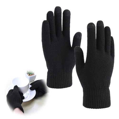 Guantes de punto de invierno para hombre y mujer, con pantalla táctil, Guantes Táctiles de Punto, Cálidos y Cómodos, con Forro de Felpa Suave, Talla Única, Adecuados para Smartphones y Tablets