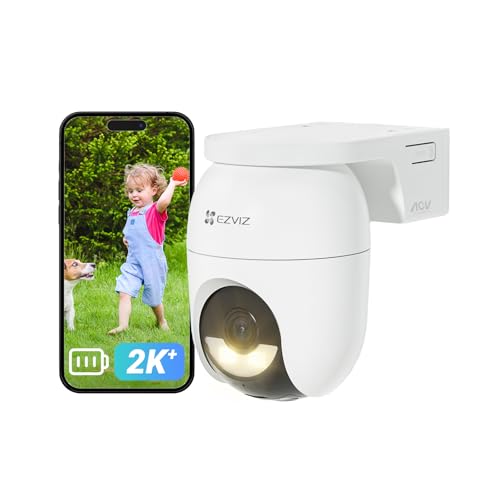 EZVIZ 2K+ Camera Surveillance WiFi Exterieure sans Fil sur Batterie, Détection de Personnes/Véhicules, Caméra Extérieure 360° PTZ, Mode AOV, Vision Nocturne Couleur, Audio Bidirectionnel, CB8 Lite 4MP