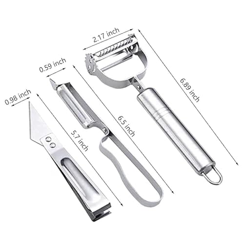 Image of 9 PCS Vegetable & Fruit Peeller with Meat Cutter and Hand Peeler 3 in 1 Multifunctional Durable Razor Sharp Cutter Slicer Vegetable Julienne Shedder Peeler for Kitchen (B)