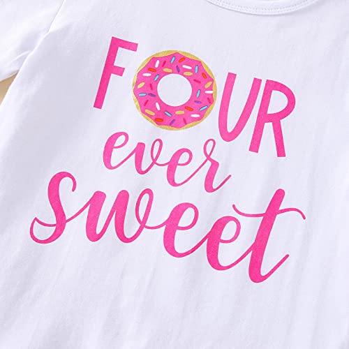Toddler Baby Girl Birthday Outfit Sweet Long Sleeve T-Shirt Doughnut Bell-Bottoms Pants Headband Clothes Set4