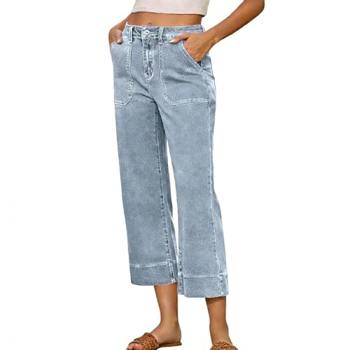 Jean 7/8 pour femme coupe large contre l'inconfort de l'été