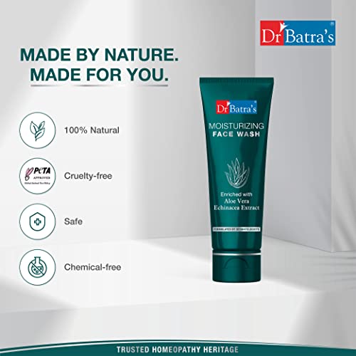 Image of Dr Batra's Face Wash Moisturizing, Enriched with Aloe Vera & Echinacea, Natural shield for skin, Face Wash for Clear Skin (50g, Pack Of 4 For Men And Women)