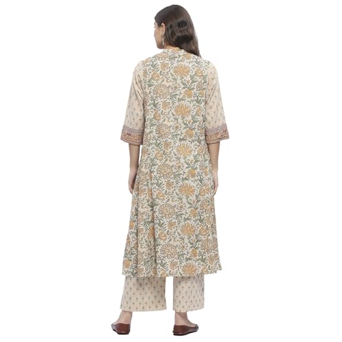 Image of BIBA Women Cotton A Line Printed Suit Set