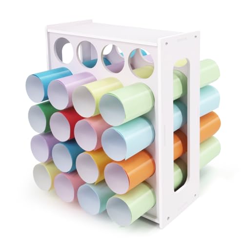 SONGWAY Vinyl Roll Storage Rack - 20-Holes Vinyl Roll Holder Craft Paper Storage Organizer for Craft Room Home Office School