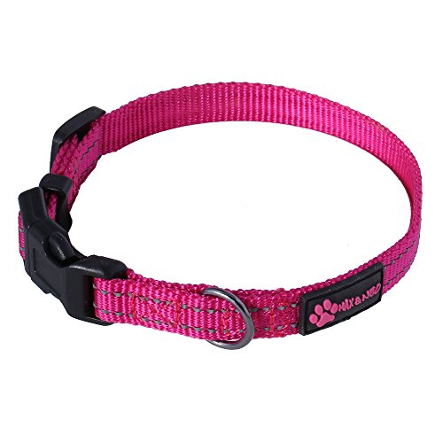 Image of Max and Neo NEO Nylon Buckle Reflective Dog Collar - We Donate a Collar to a Dog Rescue for Every Collar Sold (X-Small, Pink)
