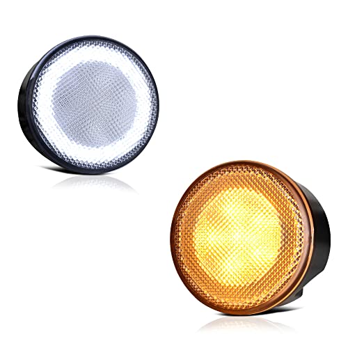 VIPMOTOZ Switchback LED DRL Ring Turn Signal Lamps Compatible With 2007-2017 Jeep Wrangler JK Amber+White Clear Lens Left Driver Right Passenger Side Pair Set