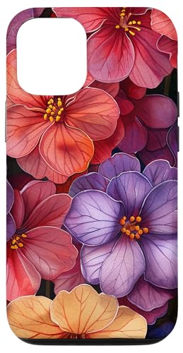 iPhone 14 Bergenia Flower Watercolor Pattern Graphic Case