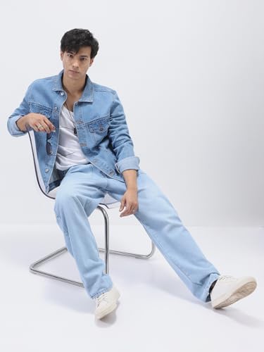 Image of Urbano Fashion Men's Regular Fit Washed Full Sleeve Denim Jacket