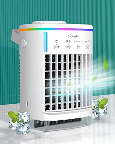 Air Cooler Portable Air Conditioner, Evaporative Air Cooler with 4-Speed Air Vent, Personal Air Conditioner Fan & Humidifier for Room Office Table